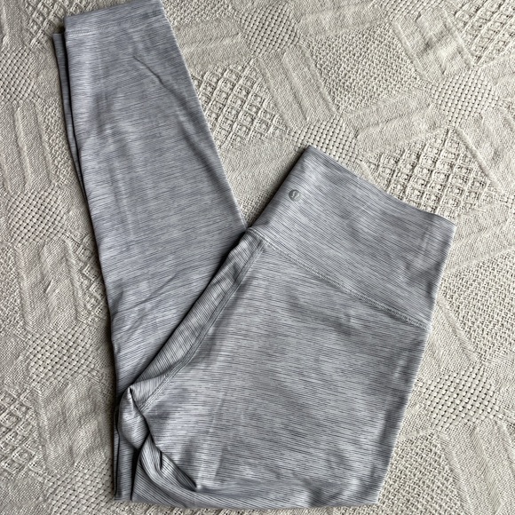 Lululemon Athletica Light Gray Striped Leggings - Picture 1 of 6